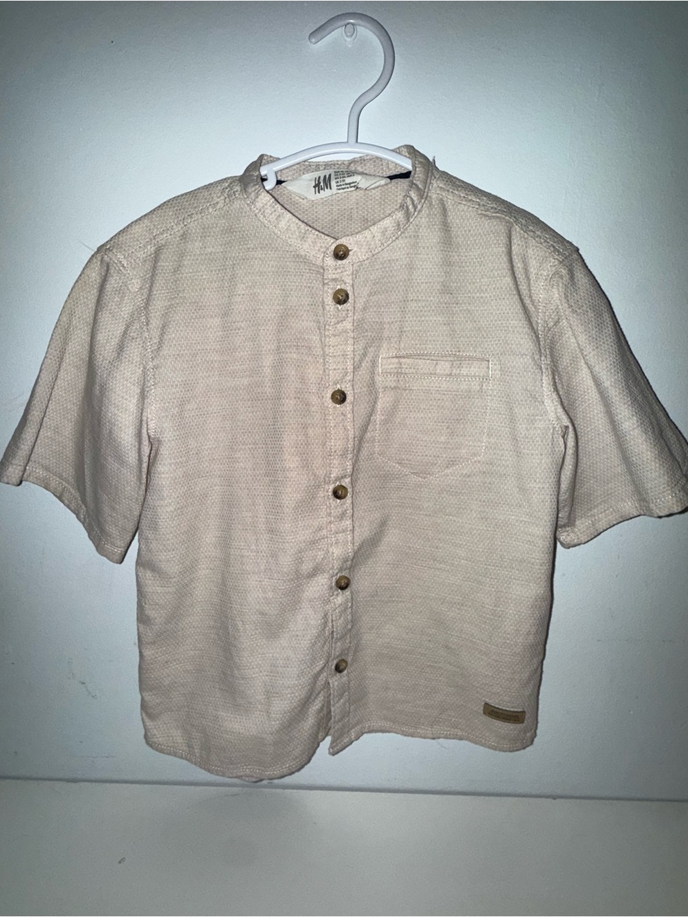 H&M Cream Short-Sleeve Button-Down Kids Shirt